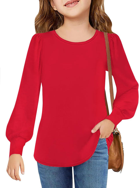Arshiner Girls Puff Long Sleeve Shirts Lantern Sleeve Tunic Tops