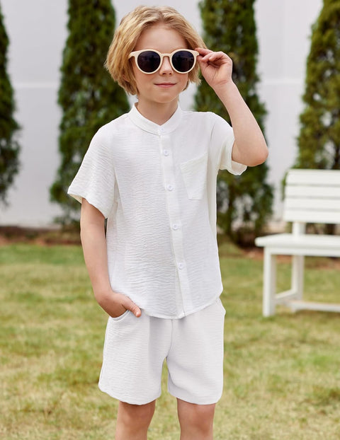 Arshiner Toddler Boys Piece Set Shirt and Shorts Outfits with Pocket 2-8 Years