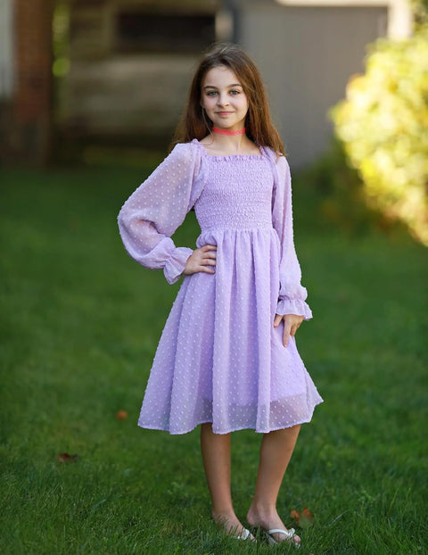 Arshiner Girl Tulle Dress Winter Long Sleeve Teen Girls Party Dresses