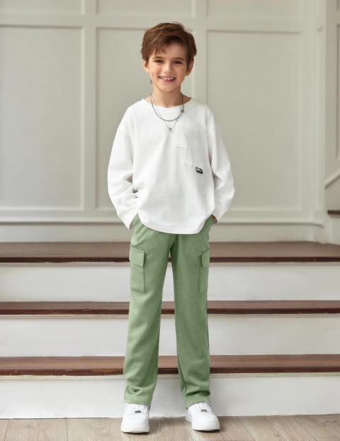 Arshiner Boys Cargo Pants Kids Elastic Waist Casual Athletic Jogger