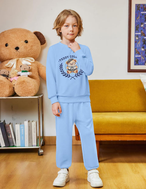 Arshiner Boys Teddy Bear Sweatshirt and Pants Outfit Set