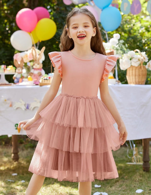 Arshiner Toddler Tutu Dress Girls Fluffy Tiered Summer Dresses Cute Party Tulle Sundress for Kids 2-7Y