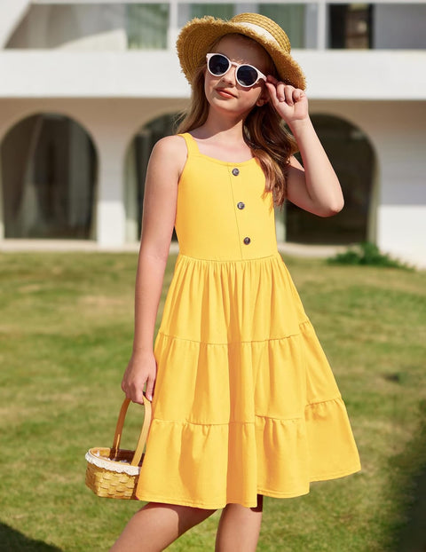 Arshiner Toddler Girl Dresses Casual Sleeveless Swing Flowy Sundress