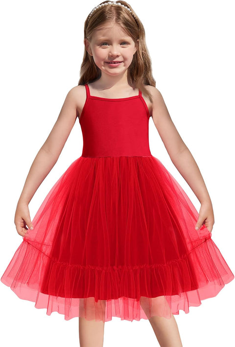 Arshiner Toddler Tutu Dress Little Girl Ruffled Tulle Cami Dresses Princess Party Sundress for 2-6 Years