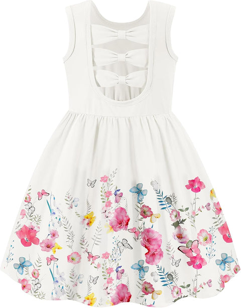 【2-6Y】Arshiner Toddler Girls Dress Back Bowknot Twirly Sundress with Pockets
