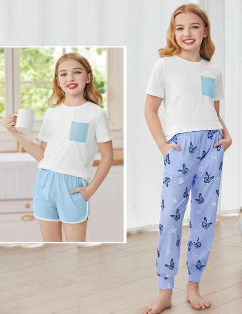 Arshiner Girls Clothes 3 Piece Outfits Short Sleeve Shirt