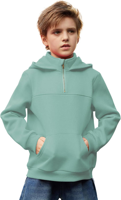 Arshiner Boy's Loose Fit Quarter-Zip Pullover Hoodie Sweatshirt