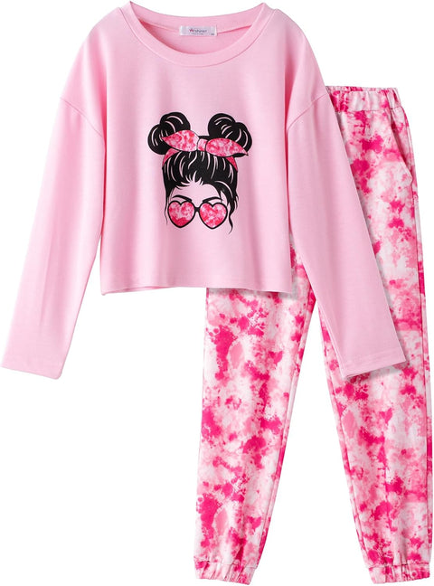 Arshiner Girls 2 Piece Outfits Tie Dye Sweatsuits Set