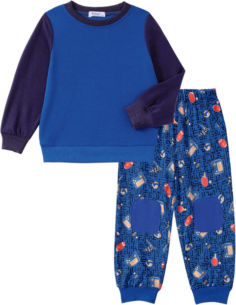 Arshiner Boys Long Sleeve Print Sweatshirt and Pant 2 Piece Set