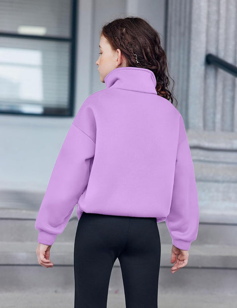 Arshiner Girls Half Zip Sweatshirt Fleece Quarter Pullover