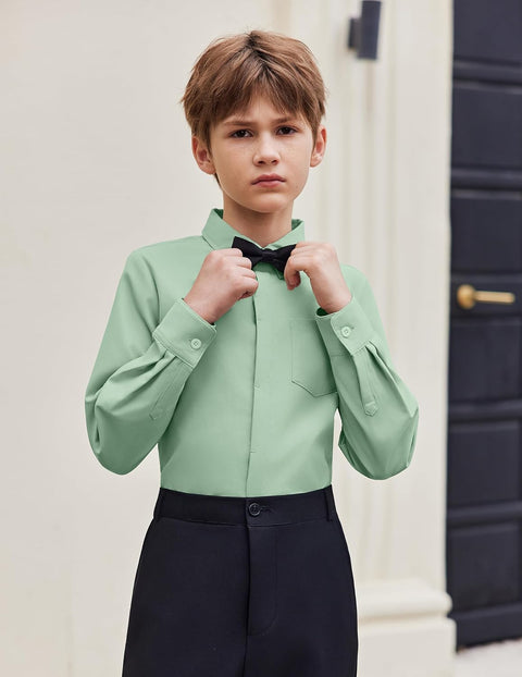 Arshiner Boys Long Sleeve Dress Shirt Formal Uniform Shirts