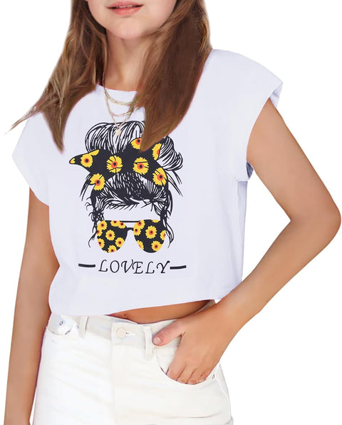Arshiner Girls Shirt Crop Tops Short Sleeve Drop Shoulder Batwing Sleeve Tee