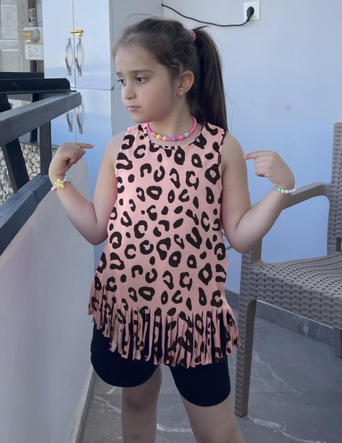 Arshiner Girls Summer Outfits Sleeveless Fringe Tank Top and Elastic Waist Pocketed Shorts Set Girl Clothes 6-14 Years