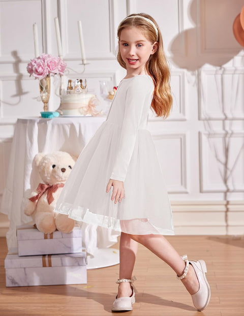 Arshiner Toddler Girls Tutu Dress Long Sleeve Party Dresses