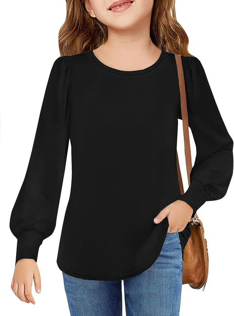 Arshiner Girls Puff Long Sleeve Shirts Lantern Sleeve Tunic Tops