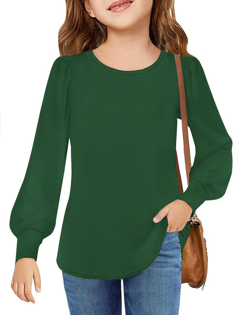 Arshiner Girls Puff Long Sleeve Shirts Lantern Sleeve Tunic Tops