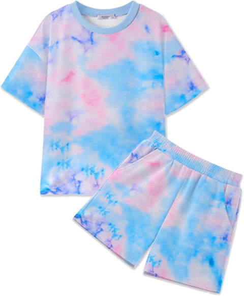 [6Y-14Y] Arshiner Girls 2 Piece Sets Short Sleeve Tops and Shorts