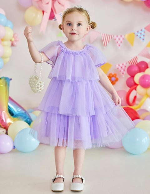 Arshiner Girls Tulle Dress Toddler Layered Tutu Dresses