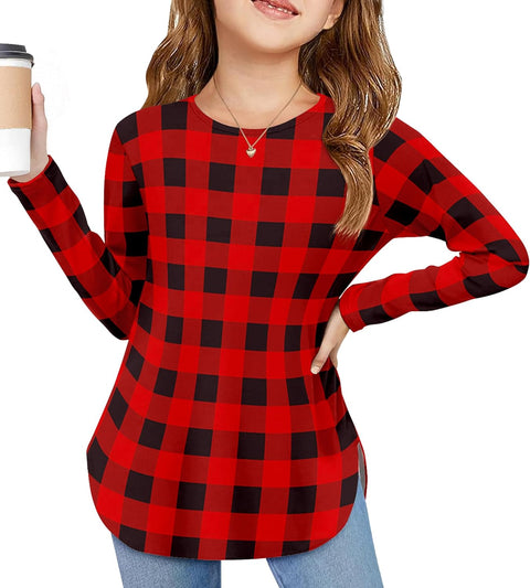 Arshiner Girls Long Sleeve T Shirts Hem Side Soft Tops