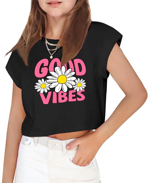 Arshiner Girls Shirt Crop Tops Short Sleeve Drop Shoulder Batwing Sleeve Tee