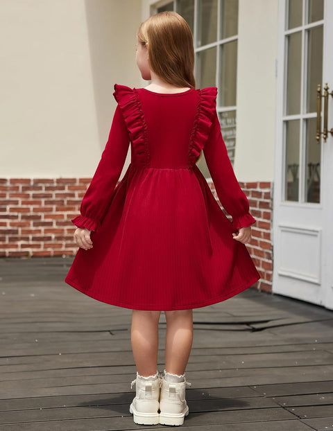 Arshiner Toddler Sweater Dress Ruffle Ribbed Knit Dresses