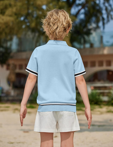 Arshiner Boys Knit Shirts Short Sleeve Button Down Shirt