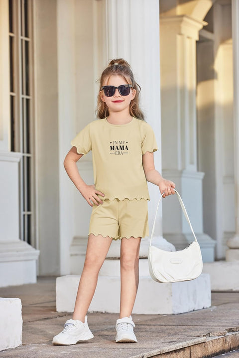 Arshiner Toddler Girls Clothes Ruffle Short Sleeves Crewneck Tops and Shorts with Pockets Cute Summer 2 Pieces Short Sets