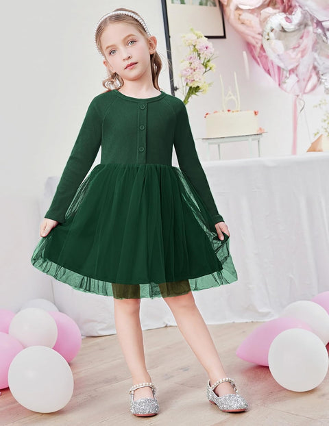 Arshiner Toddler Girls Tutu Dress Long Sleeve Party Dresses