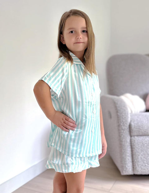 Arshiner Girls Pajamas Silk Satin Pajama Set