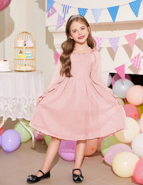 Arshiner Girl Tulle Dress Winter Long Sleeve Teen Girls Party Dresses