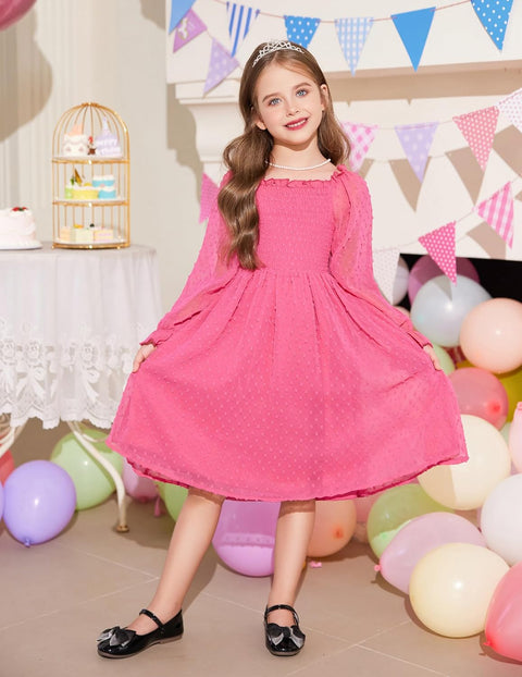 Arshiner Girl Tulle Dress Winter Long Sleeve Teen Girls Party Dresses