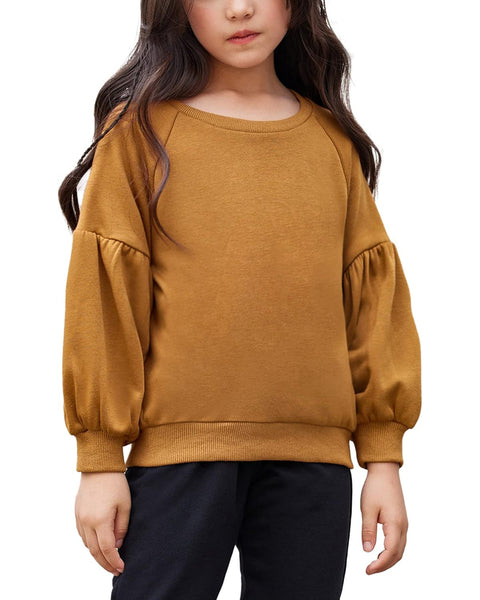 Arshiner Girls Casual Puff Lantern Long Sleeve Raglan Sweatshirts