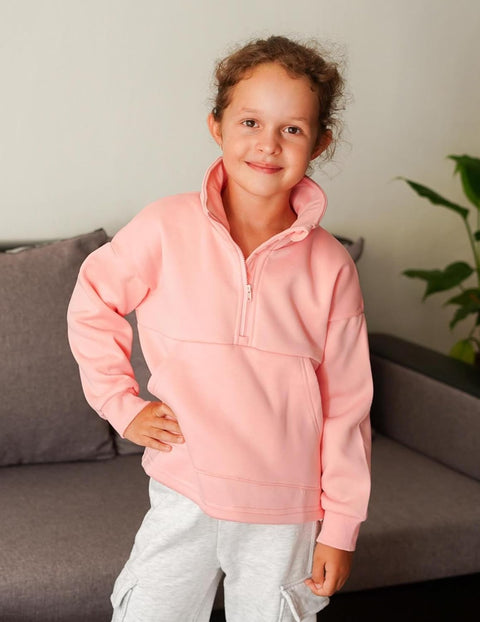 Arshiner Girls Half Zip Sweatshirt Fleece Quarter Pullover