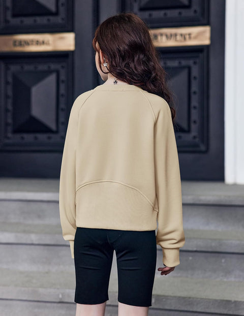 Arshiner Girls Sweatshirt Crop Tops Cropped Ribbed Shirts