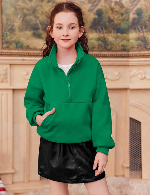 Arshiner Girls Half Zip Sweatshirt Fleece Quarter Pullover
