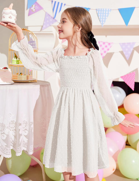 Arshiner Girl Tulle Dress Winter Long Sleeve Teen Girls Party Dresses