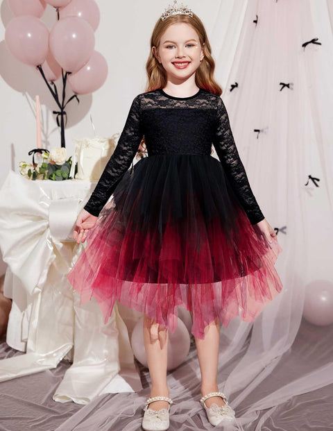 Arshiner Flower Girl Dress Toddler Contrast Lace Tutu Tulle Dresses