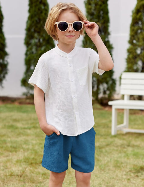 Arshiner Toddler Boys Piece Set Shirt and Shorts Outfits with Pocket 2-8 Years