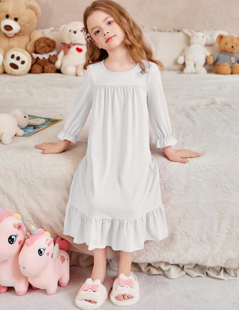 Arshiner Girls Long Sleeve Pajama Dress