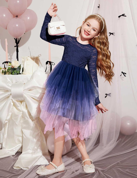 Arshiner Flower Girl Dress Toddler Contrast Lace Tutu Tulle Dresses