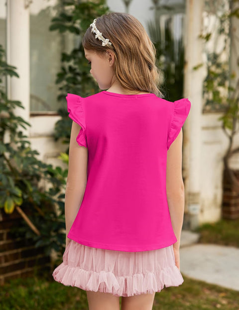 Arshiner Girls Shirts Ruffle Short Sleeve Cute Casual Tops Blouse Tee