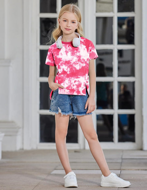 Arshiner Girls 2 Piece Outfit Short Sleeve T-Shirt and Shorts Set