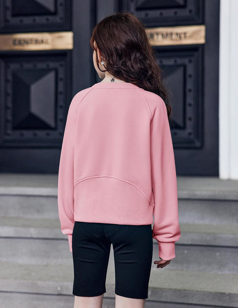 Arshiner Girls Sweatshirt Crop Tops Cropped Ribbed Shirts