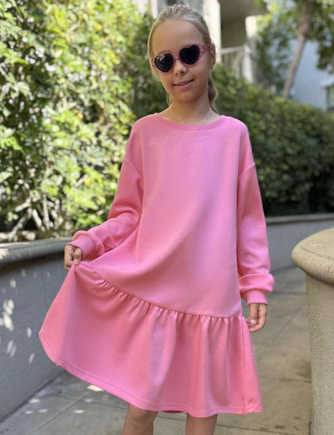 Arshiner Girls Dresses Long Sleeve Pullover Drop Shoulder Dress