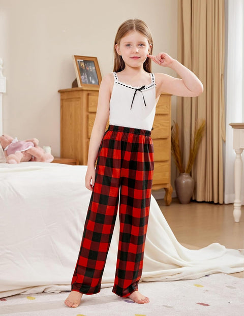 Arshiner Pajama Pants for Girls Long Sleep Plaid Pants