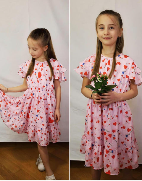 Arshiner Girls Dresses Formal Ruffle Sleeve Chiffon Pleated Dress
