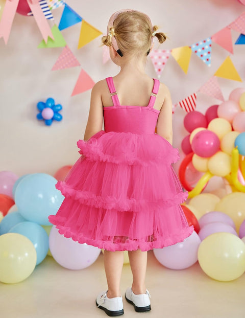 Arshiner Toddler Girls Tulle Dress Tiered Ruffle Fluffy Tutu Dresses 2-8 Years