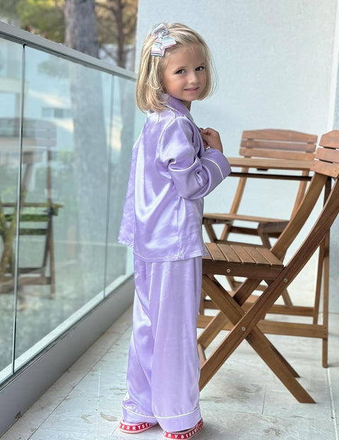 Arshiner Girls Pajamas Silk Satin Pajama Set