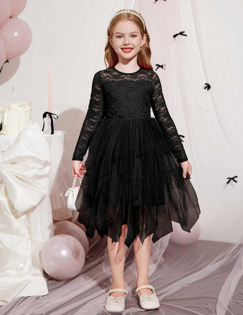 Arshiner Flower Girl Dress Toddler Contrast Lace Tutu Tulle Dresses