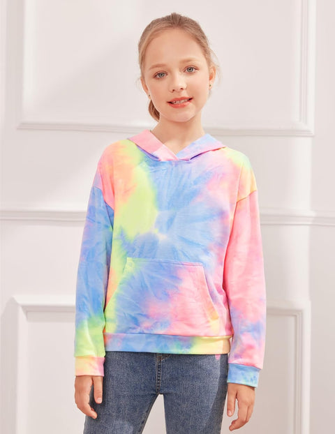 Arshiner Girls Tie Dye Sweatshirts Loose Casual Hoodies Tops